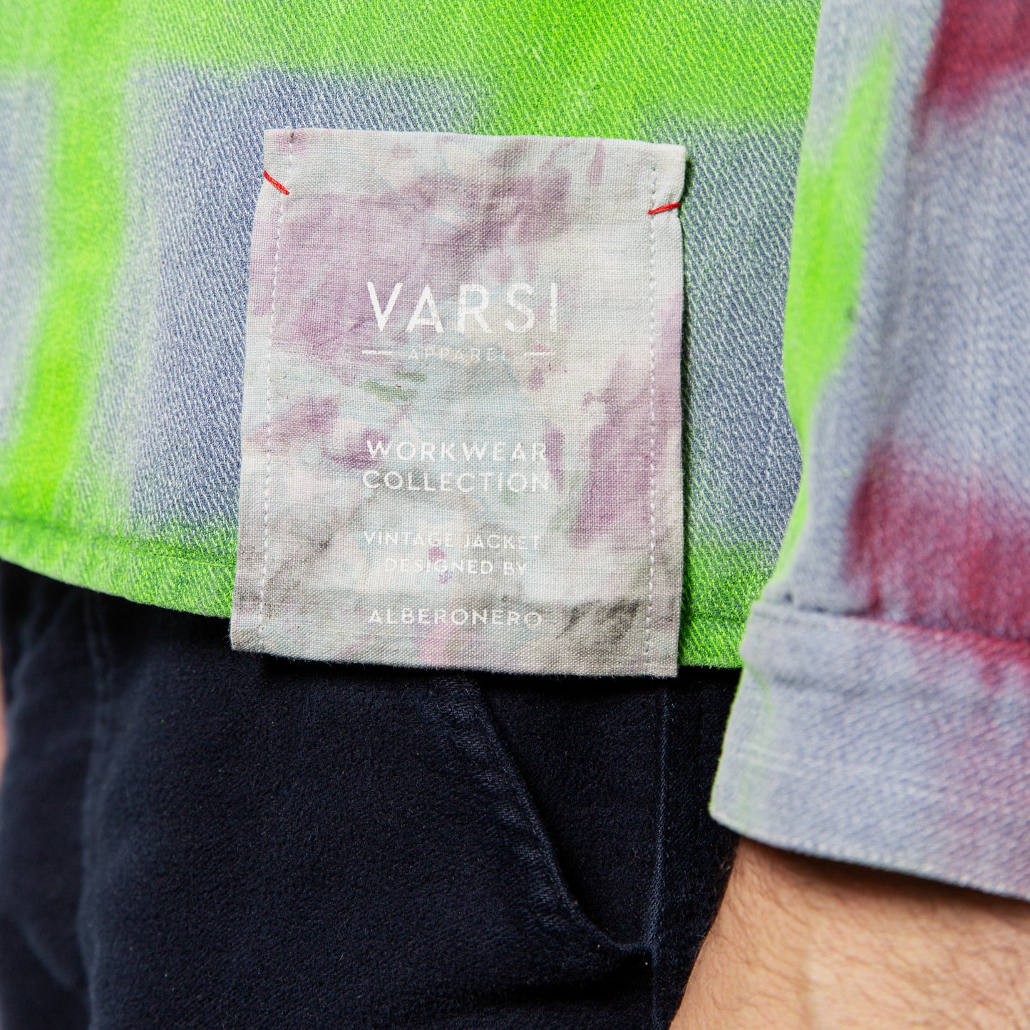Alberonero Jacket label. From Varsi Workwear collection.