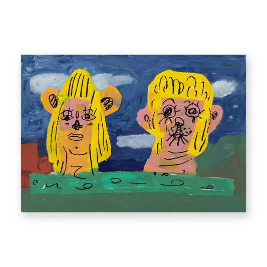 Unique art print: Anthropomorphic heads, dualism.