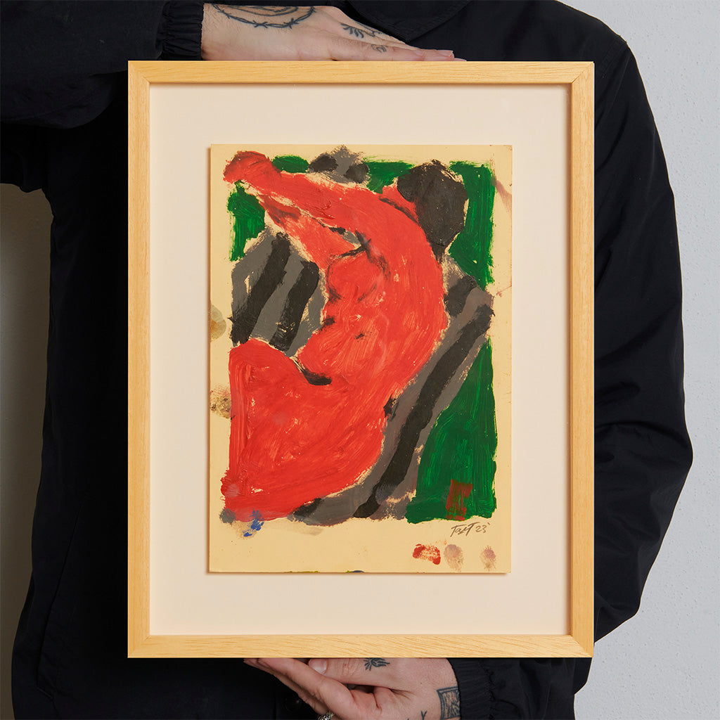 Red Figure - Tant, Broken Fingaz - Oil pastel fine art