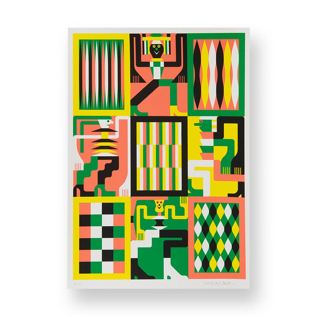 Tribal Dancing - Geometric Bang - Screen print