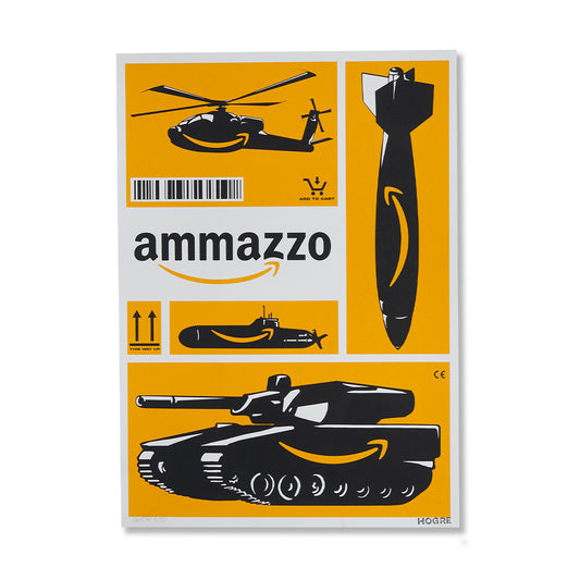 HOGRE Ammazzo: Screen print, social critique art.
