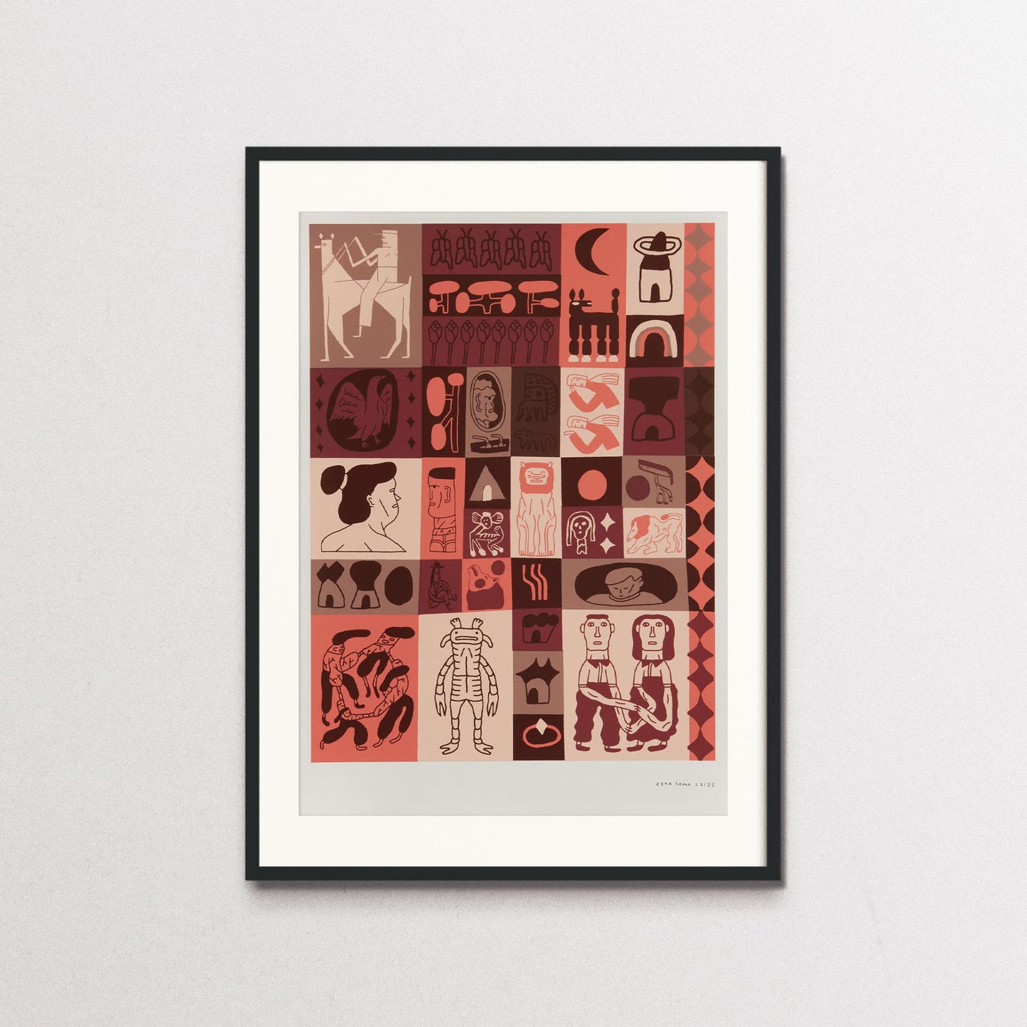 "Tied By Time" by Keya Tama, screen print with black frame