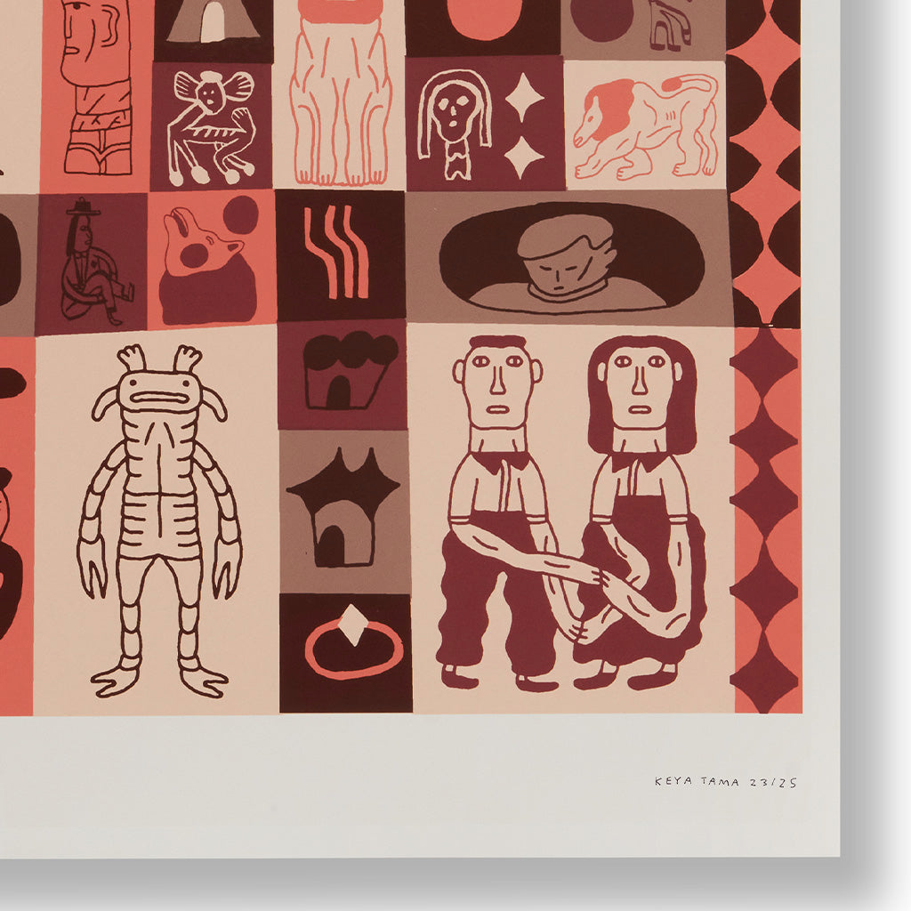 "Tied By Time" by Keya Tama, screen print signature