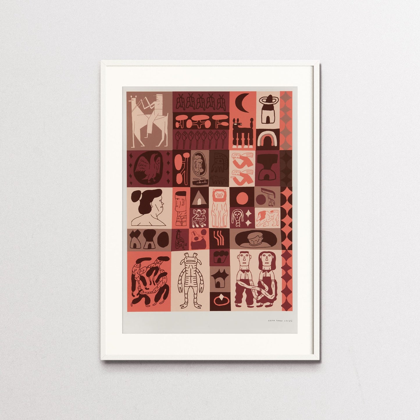"Tied By Time" by Keya Tama, screen print with white frame