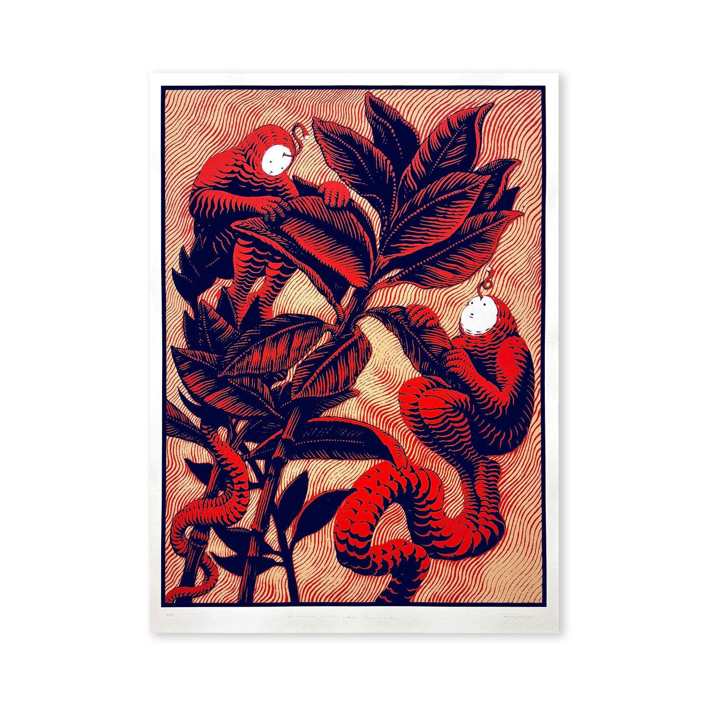 Mazatl 'Espíritus del Bosque': Screen print, nature spirits.