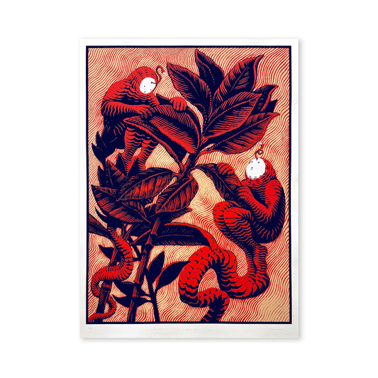Mazatl 'Espíritus del Bosque': Screen print, nature spirits.