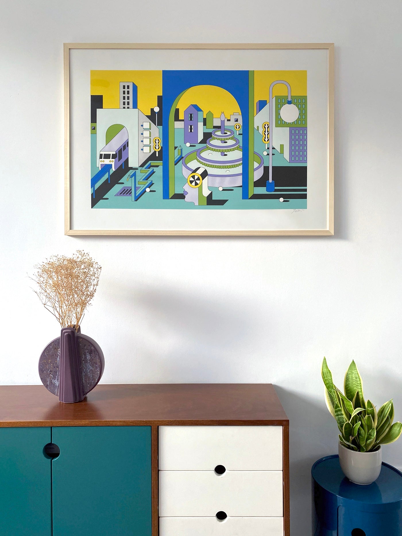 "This Must Be The Place" by Johan Moorman, screen print artwork on the wall