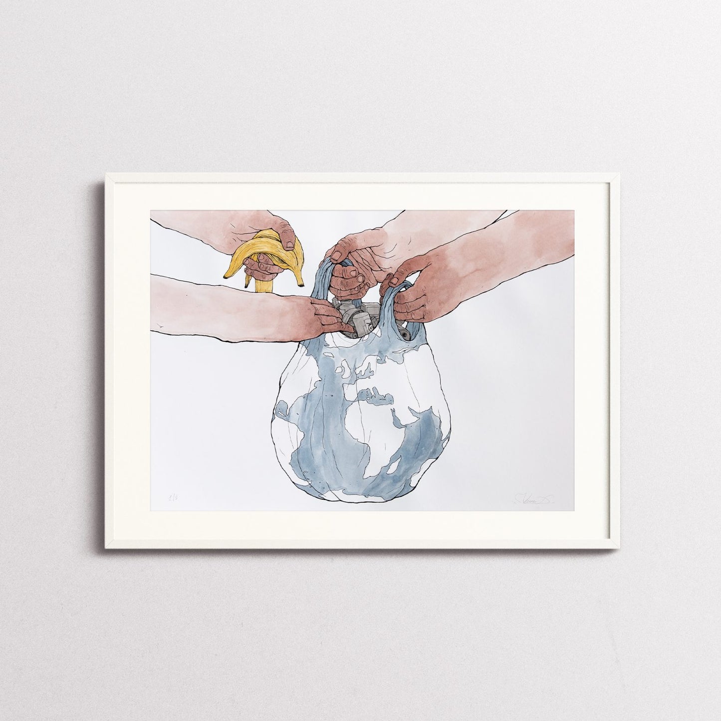 Pollution III paint finished white frame