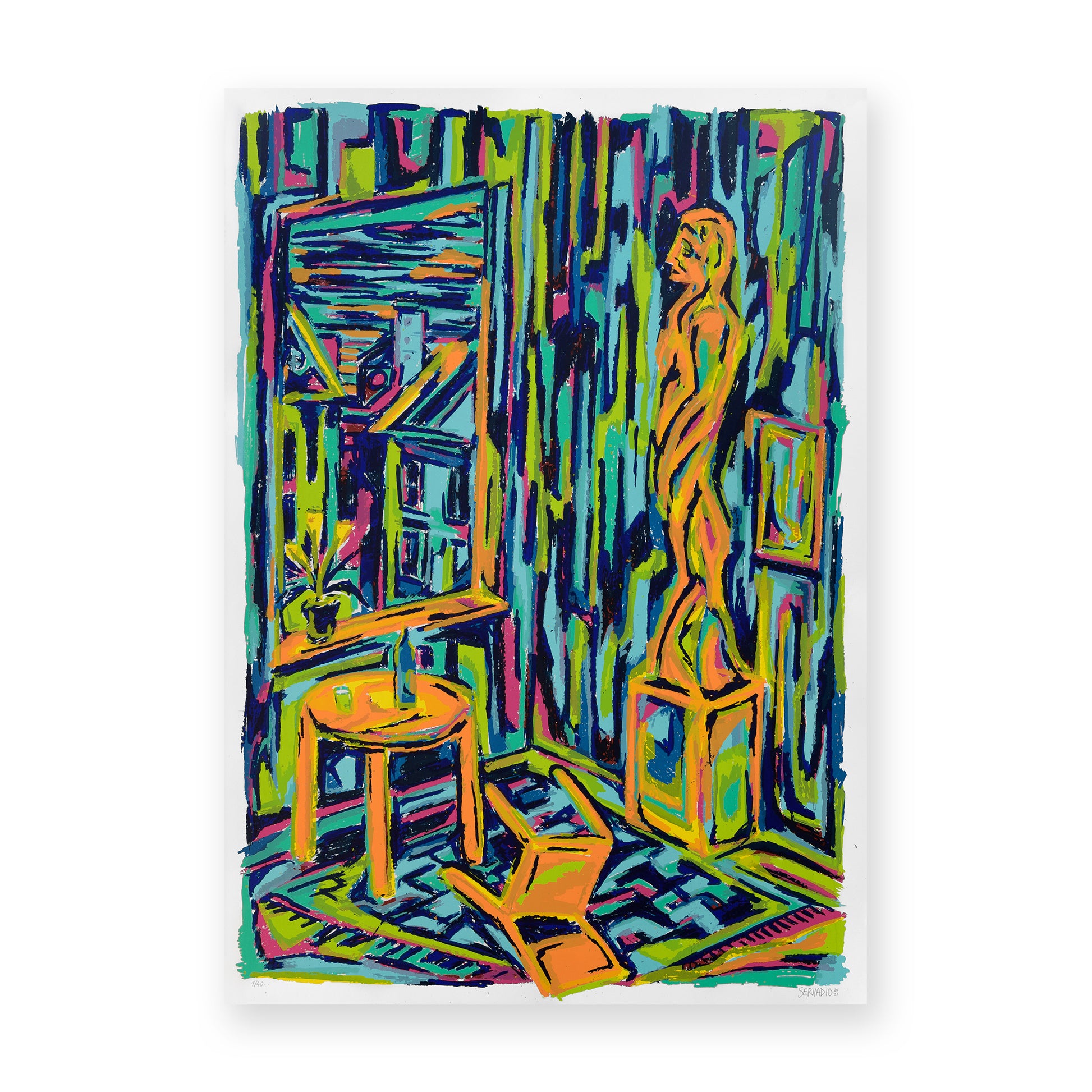 Servadio 'Empty Rooms': Screen print, dark aesthetic.