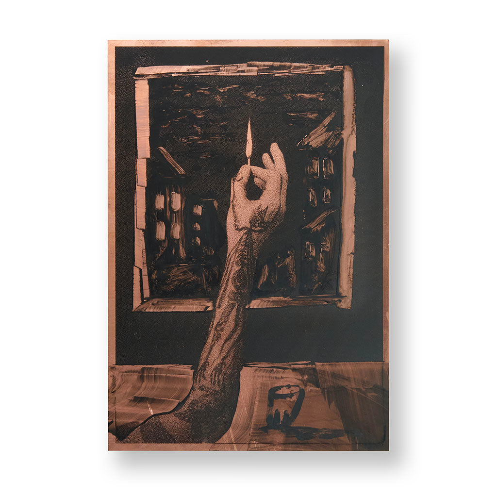 "To Forget One" by Michele Servadio, mixed media on copper, unique edition