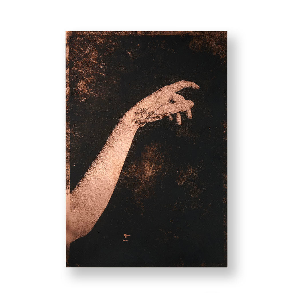 "To Forget Two" by Michele Servadio, mixed media on copper