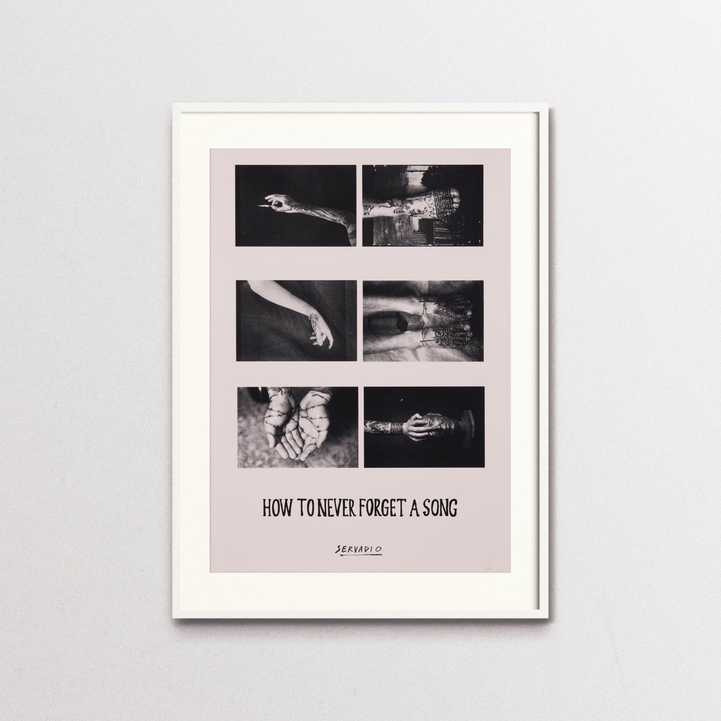 "To Forget - Studio III", screen print by Michele Servadio, with white frame
