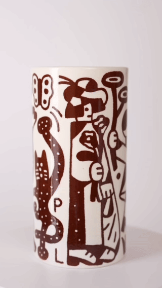 "Verdis Quo I" di Philip Lindeman, vaso in ceramica dipinto. Pezzo unico da Galleria Varsi.