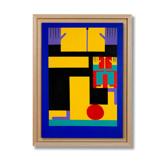 ZEBU 'Ball Spielen': Acrylic on wood, bold.