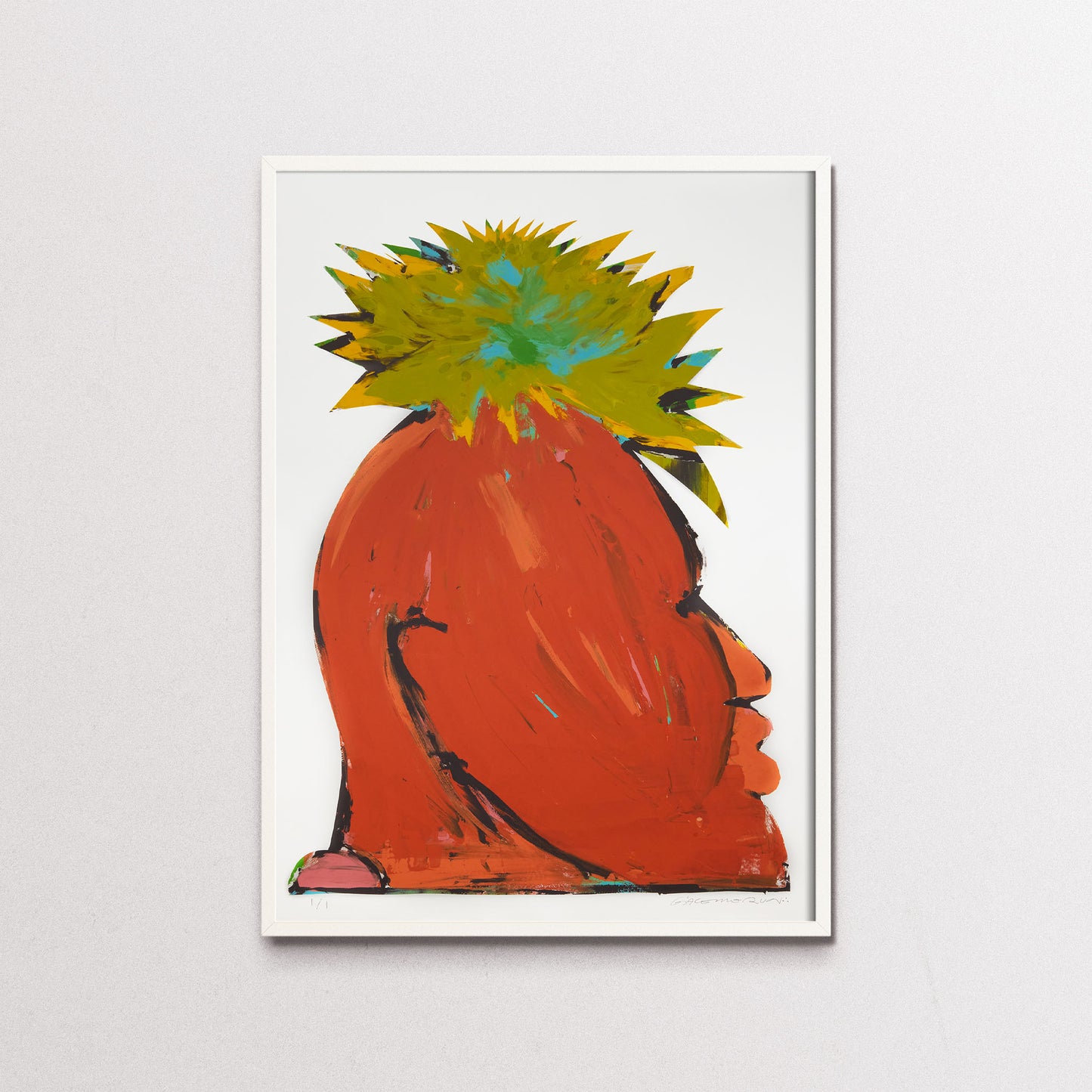 Coconut head, run, white frame