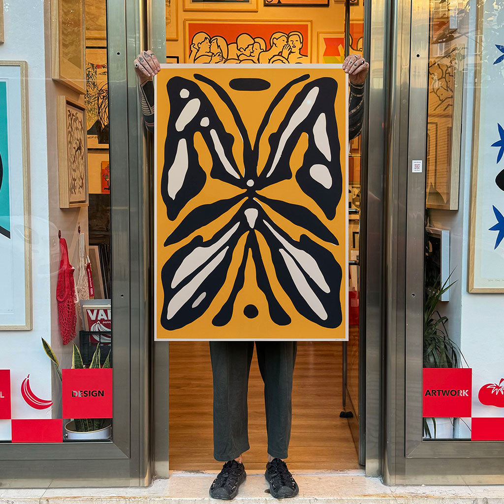 "Tre fasi di una farfalla I" by Elia Novecento, screen print no frame