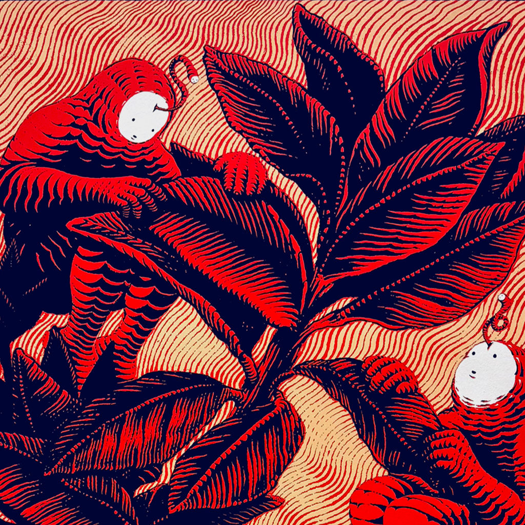 Mazatl artwork: Forest spirits, contemporary print.