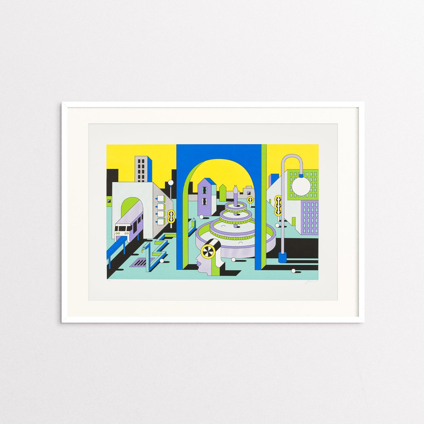 "This Must Be The Place" by Johan Moorman, screen print with white frame