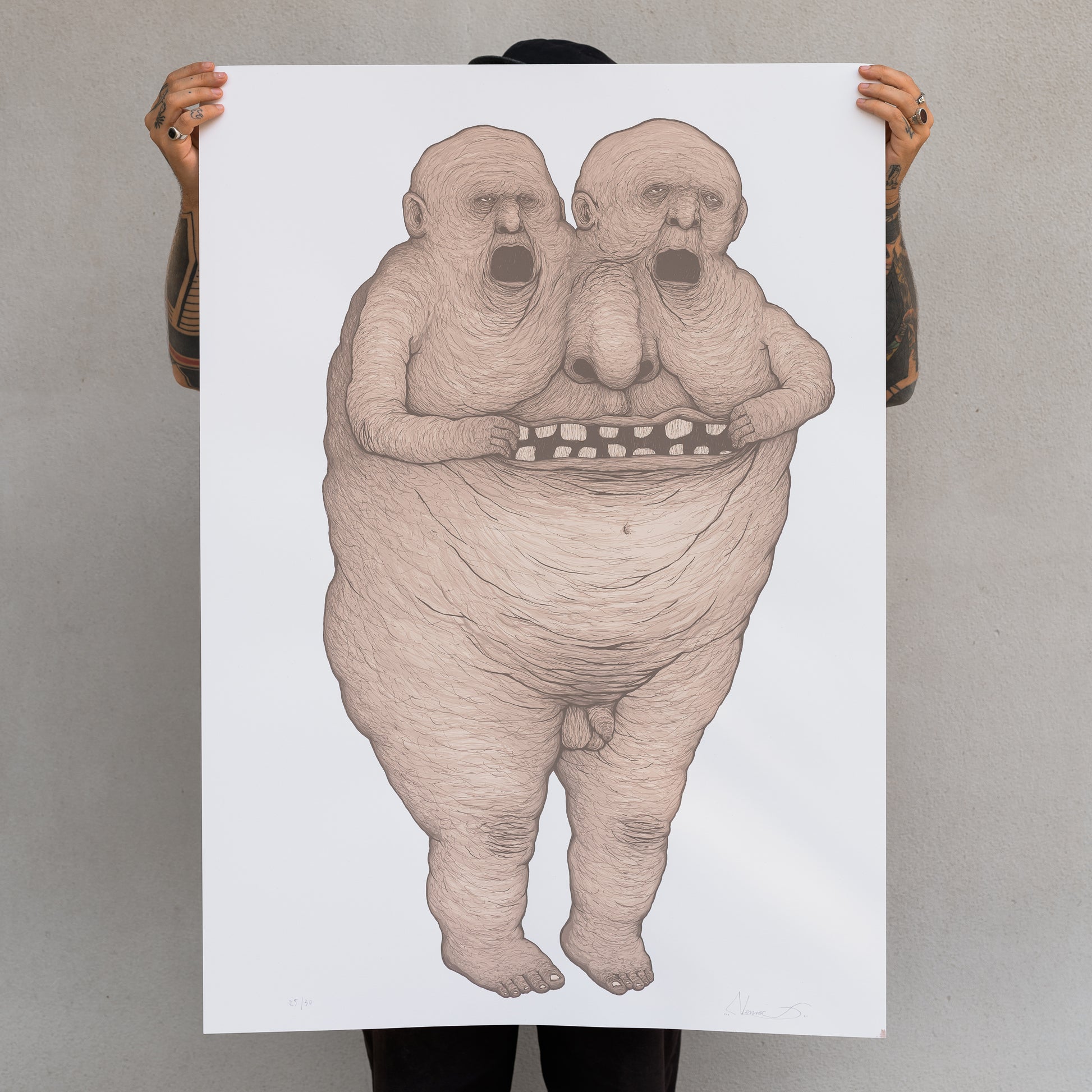 NEMO'S ABDOMEN: Screen print, social critique artwork.