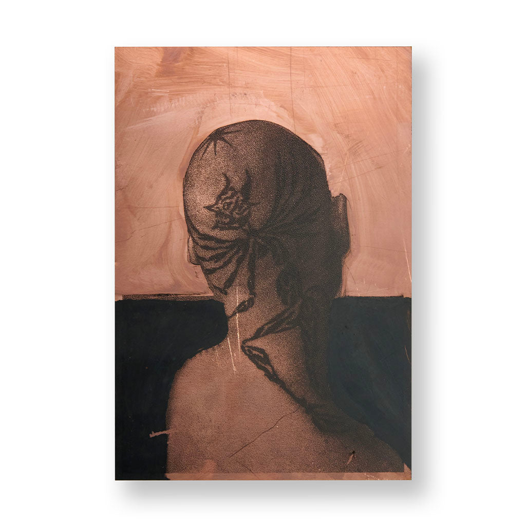 "To Forget Three" by Michele Servadio. Mixed media on copper plate.